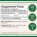 Benfotiamine 300mg Servings (Third Party Tested, 120 Capsules, 150mg Per Cap) Non-GMO, to Boost Thiamine B1 Levels (More Absorbable Than Thiamine, Fat Soluble) by Double Wood