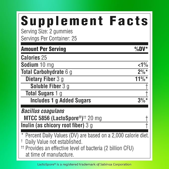 Benefiber Prebiotic GLP-1 Friendly Fiber Supplement Gummies with Probiotics for Digestive Health, Assorted Fruit Flavors - 50 Count