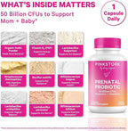 Pink Stork Prenatal Probiotic for Women with 50 Billion CFU | Vitamin B6 & Prebiotics | Pregnancy Probiotics for Morning Sickness | Digestive, Immune, & Gut Health | Vegan & Gluten-Free | 30 Capsules