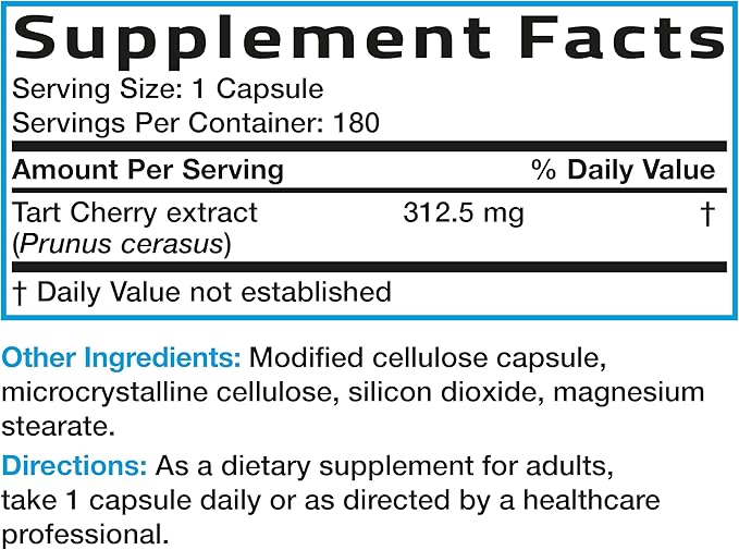 Bronson Tart Cherry Extract 2500 mg Vegetarian Capsules with Antioxidants and Flavonoids Non-GMO, 180 Count