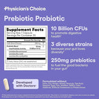 Physician's CHOICE Prebiotic-Probiotic - Multi-Strain Probiotics & Synergistic Prebiotics -Designed for Digestive Health, Supporting Gut Microbiome - Powerful PrePro for Gut Health - for Women & Men