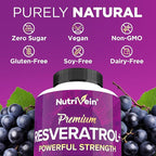 Nutrivein Premium Resveratrol 1450mg - 120 Caps: Pure Trans Resveratrol Supplement Enhanced with Green Tea Leaf & Acai Berry - Aging, Defenses, Brain, Heart, and Joint Support
