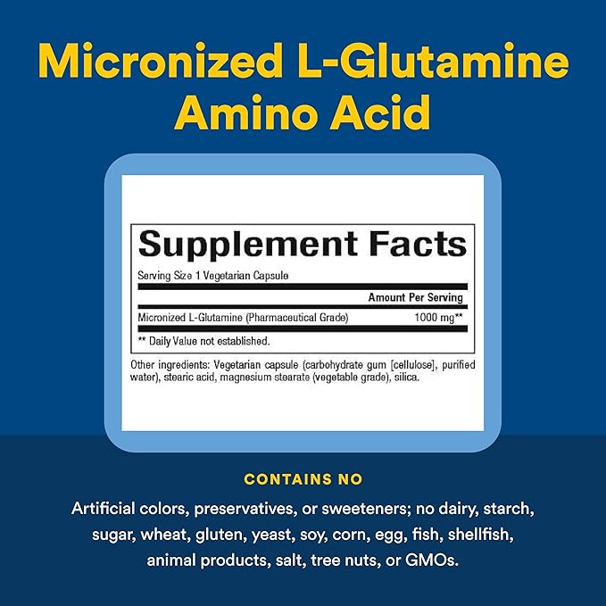 Natural Factors, Micronized L-Glutamine 1000 mg, Supports Muscles and Immune Function, 180 Capsules