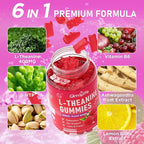 2 Pack L-Theanine Gummies for Kids & Adults, L'Theanine 400mg with Ashwagandha, GABA, 5HTP, L Theanine Supplement for Calm, Zzz & Relaxation Support, Raspberry Flavor, 120 Counts