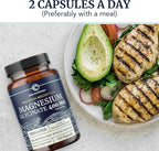 Magnesium Glycinate 400mg | High Absorption Formula for Sleep, Calm, Muscle Relaxation, Heart, Bone & Nerve Support for Women & Men | Chelated Magnesium Glycinate Supplement | 120 Ct (2 Month Supply)
