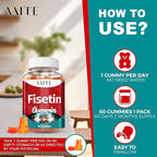 Fisetin Supplements 500mg - Gummy Supplement, Powerful Antioxidant Blend for Cellular Health Support - Vegan & Non-GMO Formula with Flavonoids & Plant Extracts, Boost Cognitive Function, 60 Gummies