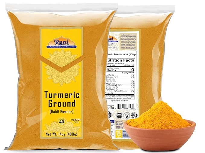Rani Turmeric (Haldi) Root Powder Spice, (High Curcumin Content) 14oz (400g) ~ All Natural | 100% Pure, Salt Free | Vegan | Gluten Friendly | NON-GMO | Kosher | Indian Origin