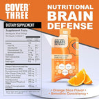 Cover Three Nootropic Brain Supplement for Athletes & Active Adults - Assist Focus, Memory, Clarity, Recovery - Trans Resveratrol, Omega 3 DHA, Uridine, Alpha GPC - Orange Flavor 30 Count (3)