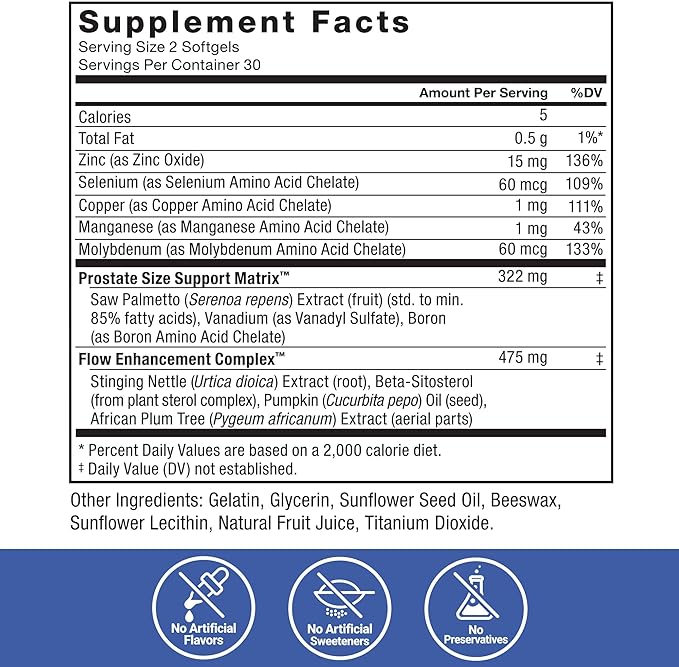 Force Factor Prostate Saw Palmetto and Beta Sitosterol Supplement for Men, Prostate Health/Size Support, Urinary Relief, Bladder Control, Reduce Nighttime Urination, 60 Softgels