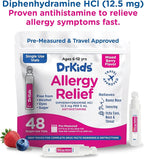 Dr. Kids Children's Allergy Relief Medicine with Diphenhydramine HCl 12.5 mg - Pre-Measured Single-Use Vials, Kids Antihistamine for Sneezing, Runny Nose & Itchy Eyes, Mixed Berry Flavor, 48 Count