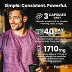 6-in-1 Organic Maca Root Ashwagandha Capsules 1710mg with DHEA and Black Pepper Fruit Extract for Women and Men - Black Maca Supplement for Stamina, Bone and Mood Support Supplement, 120 count