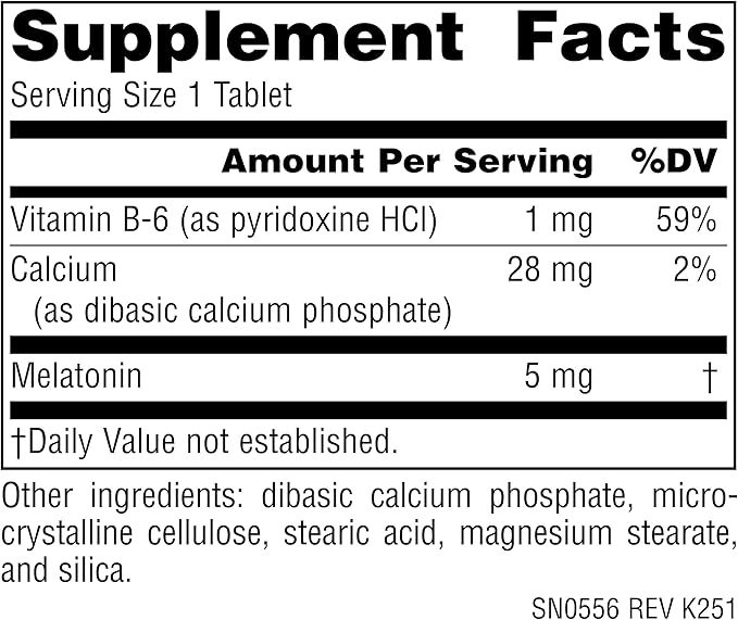 Source Naturals Sleep Science Melatonin, Helps Promote Sleep*, Non-GMO Validated - 5 mg - 60 Vegan Tablets