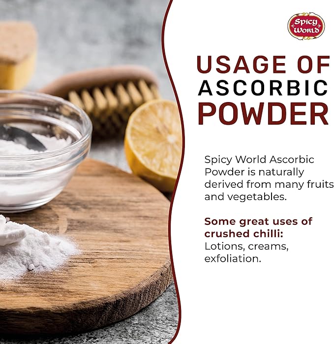 Spicy World Ascorbic Acid 1 LB Bulk Bag - Pure Vitamin C Powder - 100% Pure, Food Grade, Can be Used for Canning, Fruit, Pools - USP Grade