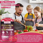 2 Pack Potassium Citrate Gummies, High Potassium Supplement (1000mg), Supports Leg Cramps & Muscle Health, Suitable for Adults & Kids, Vegan, Non-GMO, 120-Count