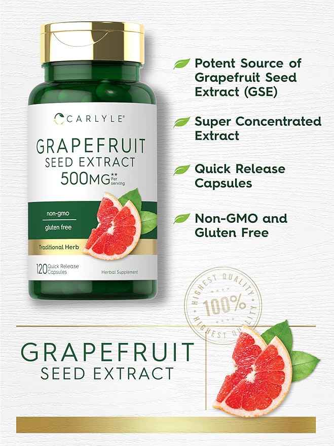 Carlyle Grapefruit Seed Extract | 120 Capsules | Maximum Strength | Non-GMO, Gluten Free