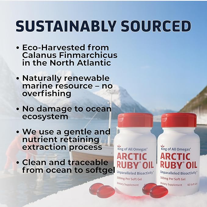 Arctic Ruby Oil - Omega 3 Supplement with Astaxanthin 2mg - Contains Essential Fatty Acids & Antioxidants - Supports Heart, Brain, Eye, Skin, Joint & Immune Health - 60 Softgels (2 Pack)