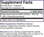 Bronson Grape Seed Extract 400 mg - Antioxidant & Immune Support - Standardized Extract with 95% Proanthocyanidins- Non GMO, 90 Vegetarian Capsules