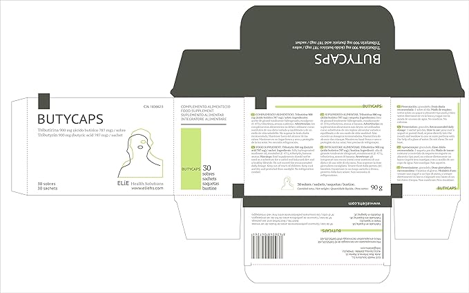 Tributyrin 900 mg - Butyric Acid 787 mg per Sachet - 30 Sachets