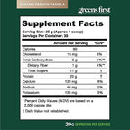 Greens First Dream Protein Powder Whey - 20g Protein Per Serving - Hormone-Free with Prebiotics - Non-GMO - No Artificial Sweeteners/MSG/Aspartame (Creamy French Vanilla, 26.5 oz)