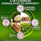 Organic Lion's Mane Supplement Capsules - Contains Naturally Occurring Beta Glucans & Polysaccharides, Enhanced with Organic Energy & Focus Support Blend: Cordyceps, Rhodiola Rosea, Ginseng, 120 Count