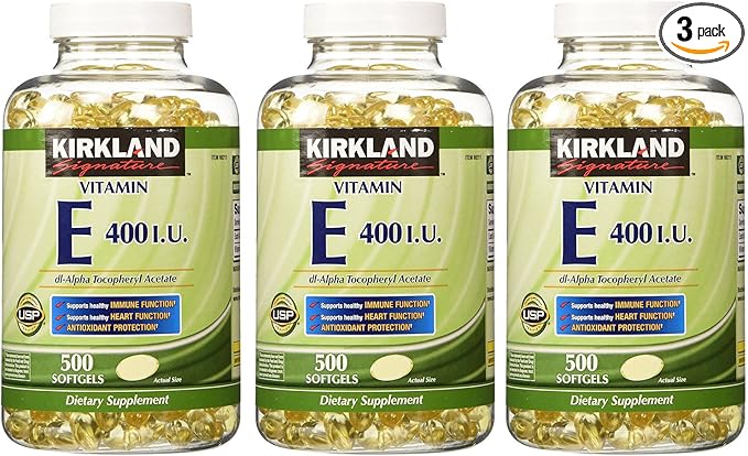 Kirkland Signature, Vitamin E 400 IU 500 Softgels fvKDn (Pack of 3)