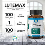 Lutemax 40 mg 100 days supply Eye Supplement - Supports Macular Health, Vision Clarity, Heart Health, Protects Eyes from Blue Light & Photons, Antioxidant Protection, GMP Certified 60 Softgel.