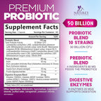 Probiotics for Digestive Gut Health - 50 Billion CFU Per Capsule, 10 Premium Strains & Prebiotics - Best Probiotics for Women & Men, Occasional Constipation, Gas, Immune Health Support - 180 Capsules