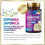 Quercetin Dihydrate 1000mg per Serving - Premium Plant-Based Bioflavonoids - Extra Strength Antioxidant Immune & Respiratory Health Support - High Absorption Quercetin Dihydrate - 120 Veggie Capsules