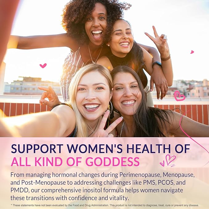 Myo-Inositol & D-Chiro Inositol, Hormone Balance for Women | Sugar Free Inositol Gummies w/ Omega 3, MTHF Folate, Vitamin D3, B12, Magnesium & Zinc for Ovarian Health, Ideal 40:1 Ratio, Vegan, 60 Cts
