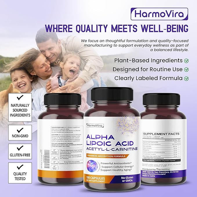 Alpha Lipoic Acid Acetyl-L-Carnitine - Support Bladder Cleanse, Urinary Tract Health - 180-day Supply