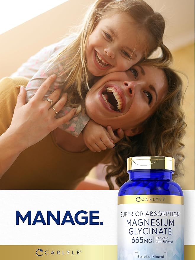 Carlyle Magnesium Glycinate | 665 mg | 250 Capsules | Non-GMO and Gluten Free Formula | Essential Buffered Mineral Supplement