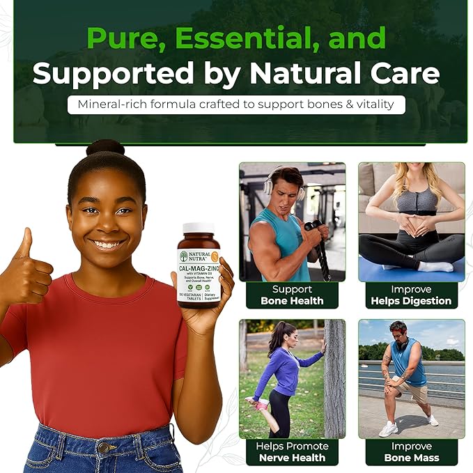Natural Nutra Calcium Magnesium Zinc with Vitamin D3 - CMZ Supplement | Bone Strength, Immune Support, Muscle & Nerve Health - Cal-Mag Zinc Supplement - Digestion Support - 100 Tablets (Pack of 3)