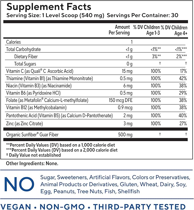 Tasteless Multivitamin Powder for Kids + Toddlers- No Sweeteners, Flavors, Colors or Preservatives. Add to Beverages or Food. Pure, Flavorless Children's Multivitamin Supplement. 30 Servings.
