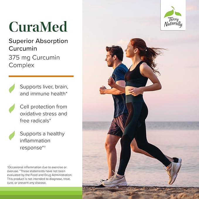 Terry Naturally CuraMed 375mg - Antioxidant Supplement for Brain & Immune Health Support - Dietary Supplement with Curcumin & Turmeric Essential Oil - Herbal Liver Support - 60 Softgels (Pack of 3)