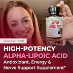 Alpha Lipoic Acid – High Potency 650mg ALA Supplement for Nerve and Brain Health, Antioxidant Support and Healthy Aging Aid – Vegan & Non-GMO – Stronger Than Alpha Lipoic Acid 600mg – 60 Capsules