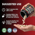 Hair Growth Supplement For Men | Biotin Hair Vitamins Collagen Pumpkin Seed Saw Palmetto Iron Ginseng Bamboo Silica Rosemary Peppermint Keratin Selenium Iodine Flaxseed Horsetail Vitamin A C D3 E B12