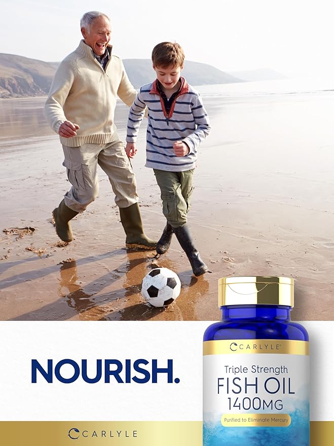 Carlyle Omega 3 Fish Oil 1400 mg | Triple Strength | 60 Softgels | High Potency with EPA & DHA | Non-GMO, Gluten Free Supplement