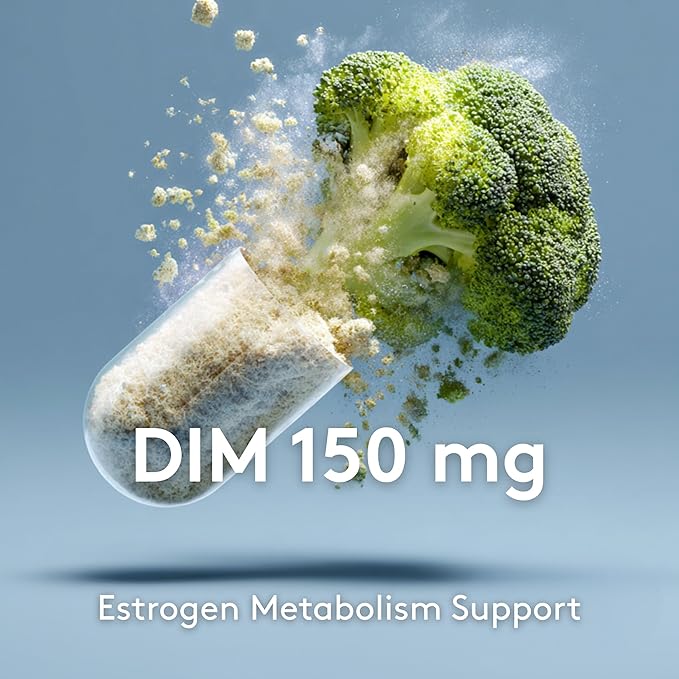 Youth & Tonic DIM Estrogen Complex – Estrogen Metabolism Support, Non-Hormonal Plant-Derived Formula with Broccoli Extract, Calcium D-Glucarate & BioPerine®, 30 Capsules