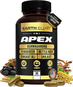 Apex Testosterone Supplement for Men – 11-in-1 Formula with Ashwagandha, Fenugreek Capsules, Tongkat Ali, Shilajit for men, Stinging Nettle Root, Vitamin D, Zinc & Boron – Natural Vitality & Energy