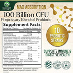 Probiotics 100 Billion CFU Per Serving - 16 Premium Probiotic Strains Prebiotics - Immune Support, Gut Health, Occasional Constipation, Gas & Bloating, Probiotics Supplement, USA Bottled, 120 Capsules