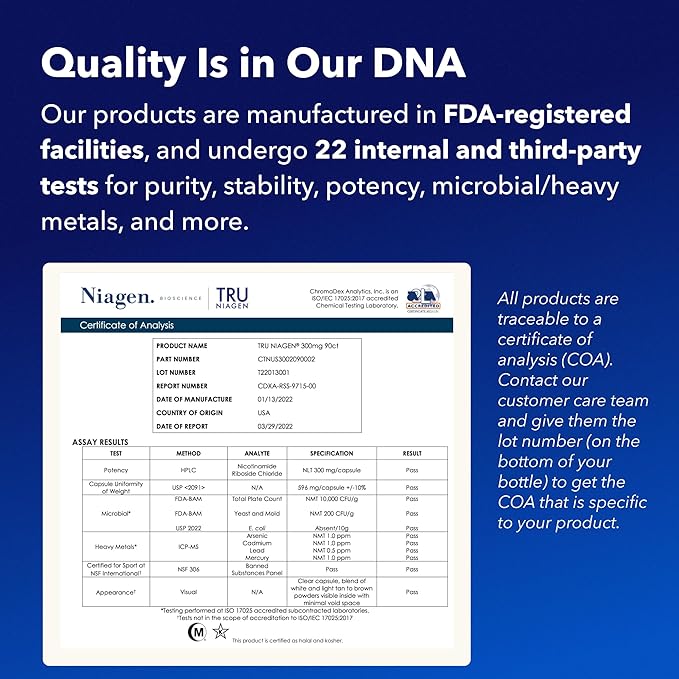 TRU NIAGEN Patented NAD Supplement for Brain Function, Anti Aging & Cell Regeneration, Niagen, 60 300mg Servings | Supports Cellular Energy, Muscle | Nicotinamide Riboside (NR) Take 2 Daily | 2 Bottle