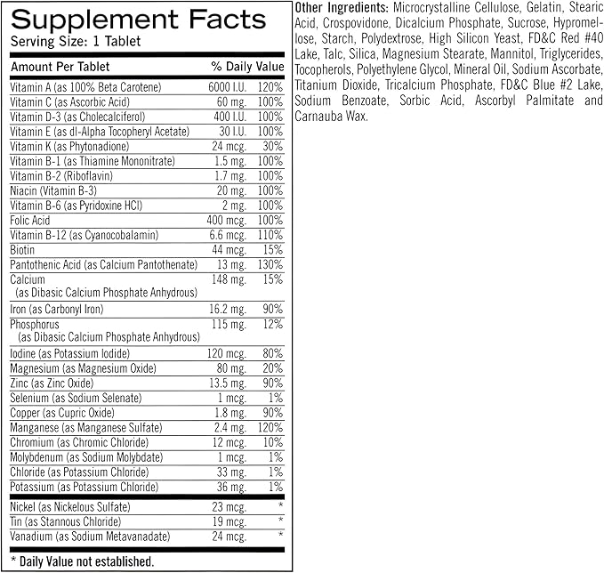 Geritol Multi-Vitamin Nutritional Support Tablets, Balance of 26 Essential Vitamins and Minerals, 100-Count Bottles (Pack of 2)