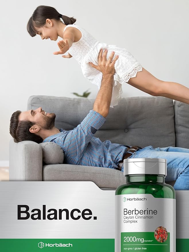 Horbäach Berberine with Ceylon Cinnamon | 120 Veggie Capsules | Vegetarian, Non-GMO & Gluten Free Supplement | Berberine Complex