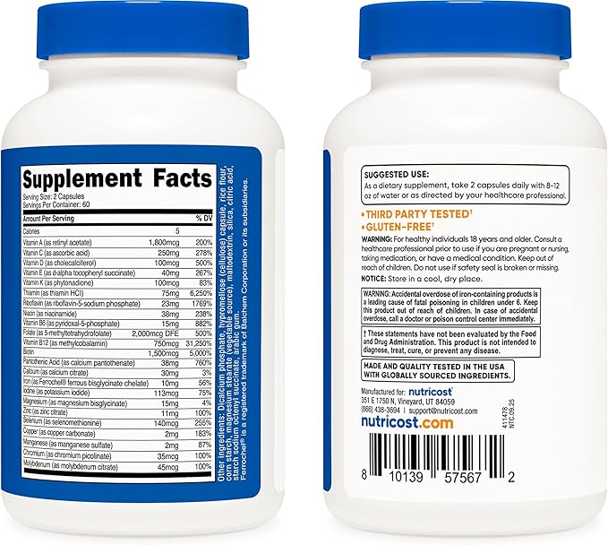 Nutricost Methylated Multivitamin 120 Capsules, 60 Servings - 23 Vitamin & Minerals Per Serving