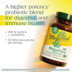 MegaFood MegaFlora Probiotic Plus - Probiotics for Women and Men Digestive Health - 50 Billion CFUs & 14 Strains - Immune Support Supplement - Vegetarian - 60 Capsules