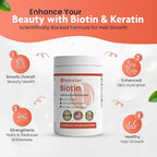 Biotin 20,000 mcg Supplement with Hydrolyzed Keratin & Hyaluronic Acid - Vitamins B7 for Women & Men- Supports Healthy Hair, Skin & Nails - Non-GMO, Gluten & Dairy Free - 60 Capsules