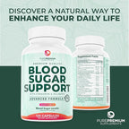 PurePremium Normal Blood Sugar Support Supplement - 20 Active Ingredients Complex to Support Blood Sugar Levels Already in The Normal Range - with Cinnamon, Bitter Melon, Chromium, Mulberry - 120ct
