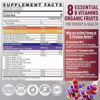 Super Methylated B Complex Vitamin Gummies – All B Vitamins + Inositol, Biotin, PABA, Iron, Choline for Women & Men, Methyl B12 2000 mcg, Folate, B1,B2,B3,B5,B6,B7, Supports MTHFR Gene & Energy, 60 Ct