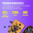 NANOWELL EyeCare Anthocyanins 100 - Eye Health Supplement with Bilberry, Zeaxanthin, Lutein, Anthocyanins, Vitamin A, E, Selenium & Copper - 60 Softgels, 60 Day Supply