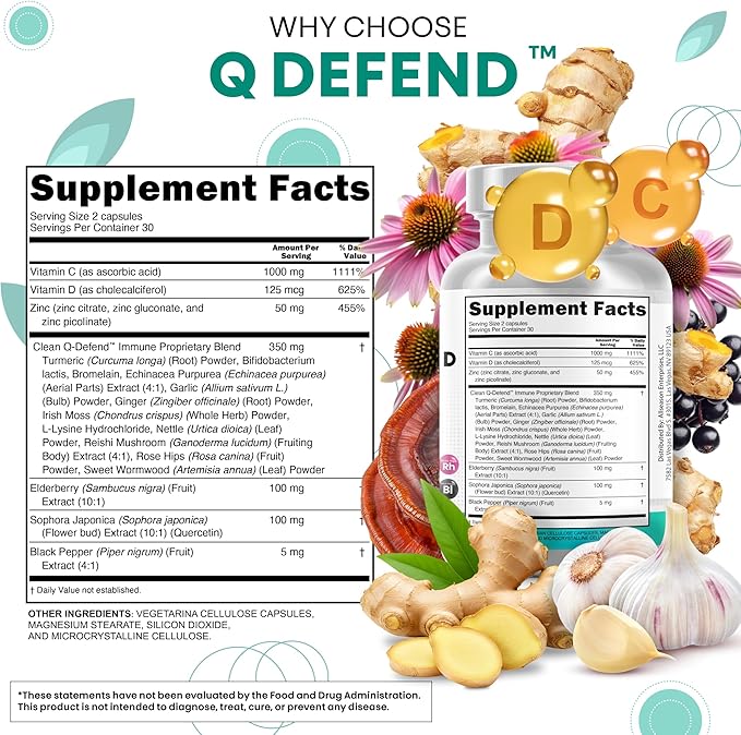 Clean Nutraceuticals Quercetin Zinc Vitamin C Vitamin D Bromelain Elderberry - Lung Immune Support Supplement Adults with Artemisinin, Sea Moss, Echinacea, Allergy Relief (60 Count (Pack of 5))
